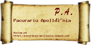 Pacurariu Apollónia névjegykártya